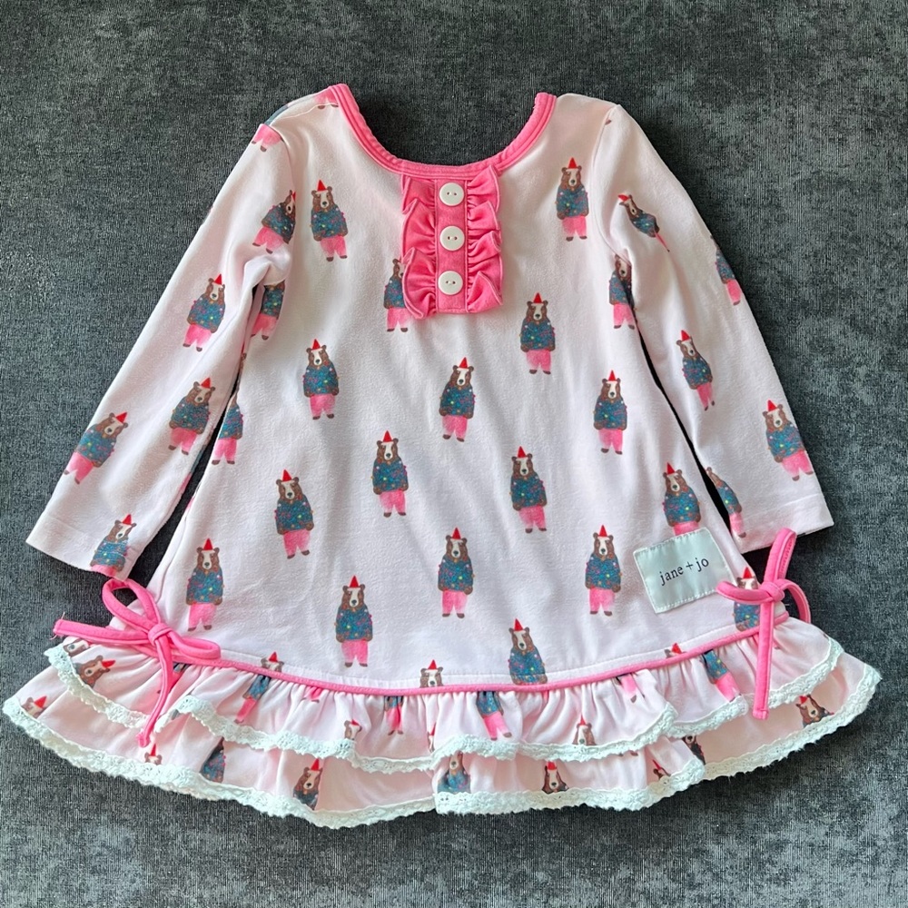 Jane + Jo Christmas Sweater Bears Nightgown Size 12 Months